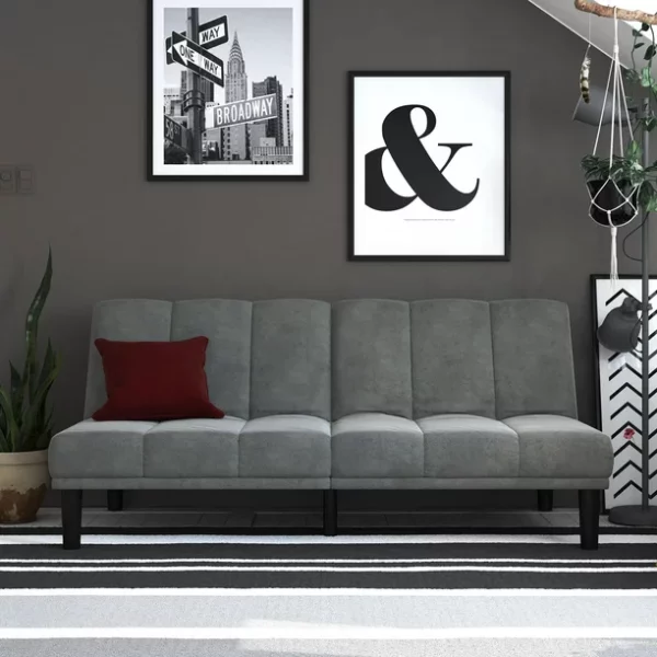 Mainstays Channel Cushion Futon, Grey Microfiber