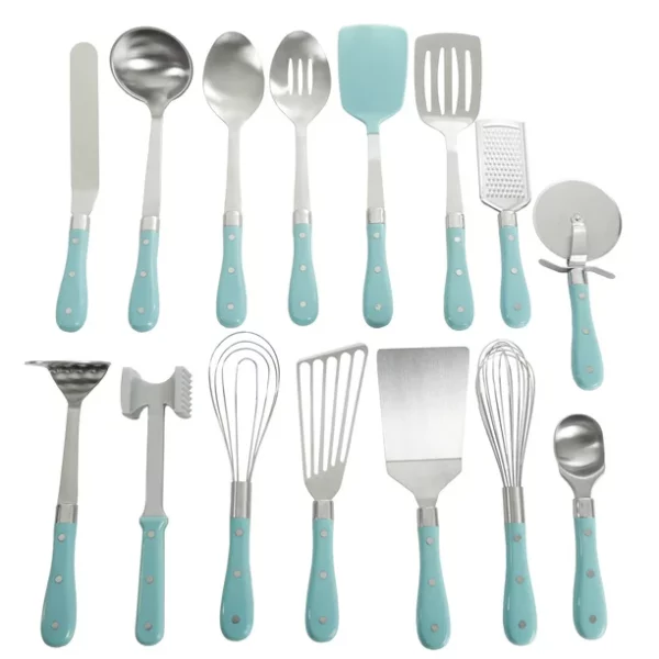 The Pioneer Woman Frontier Collection 15-Piece All in One Tool and Gadget Set, Turquoise