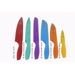 Lightahead Stainless Steel Kitchen Colored Knife Set 6 Knives set with PP shell- Chef, Bread, Carving, Paring, and 2 Santoku Knife Cutlery Sets - Multicolor Sharp Vibrant Stylish Kitchen Knives