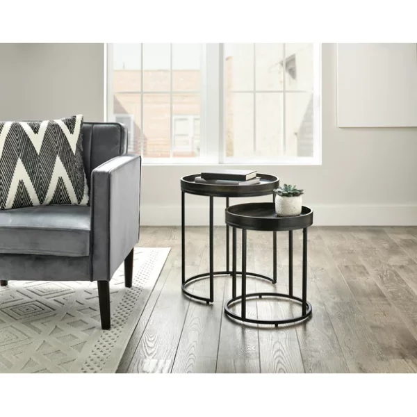Better Homes & Gardens Tray Top Nesting Tables, Set of 2, Dark Walnut