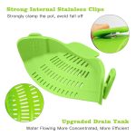Clip on Pasta Strainer for Pots Silicone Food Strainer Hands-free Drainer Kitchen Gadgets, Heat Resistant for Pasta Spaghetti Meat Fits Pots Pans Bowls, Green