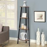 COSTWAY 4-Tier Corner Shelf Metal Storage Rack Bookcase Plant Display Stand Natural