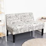 Costway Armless Loveseat Sofa Fabric Settee Bench Bed Chair Wooden Leg Living Room