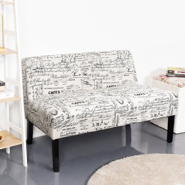 Costway Armless Loveseat Sofa Fabric Settee Bench Bed Chair Wooden Leg Living Room