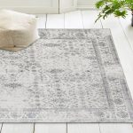 ReaLife Rugs Machine Washable Printed Vintage Distressed Trellis Ivory-Gray Eco-friendly Recycled Fiber Area Runner Rug (3' x 5')