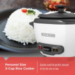 BLACK+DECKER 3-Cup Electric Rice Cooker with Keep-Warm Function, White, RC503