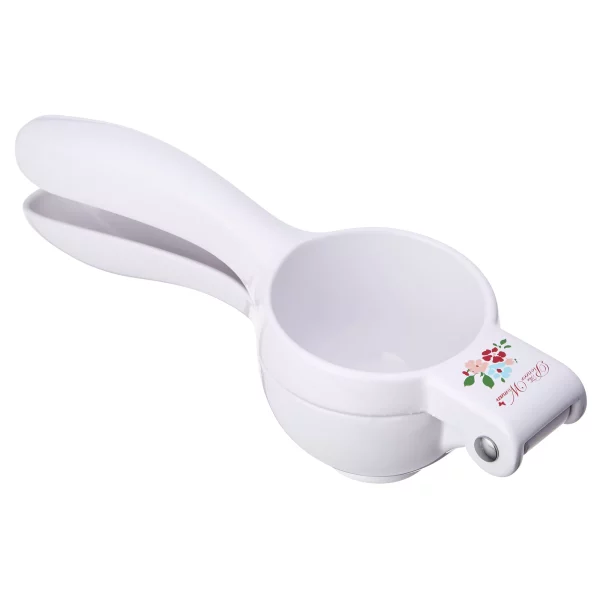 The Pioneer Woman Garden Party Handheld Cast Citrus Fruit Press Juicer with Filter, White