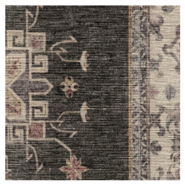 Ruggable Verena Machine Washable Farmhouse Border Area Rug 2' x 3', Dark Wood