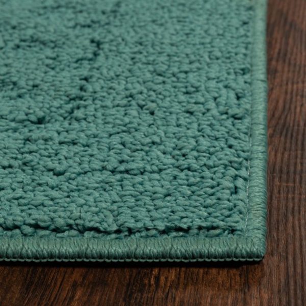 Mainstays Dylan Solid Diamond Traditional Teal Area Rug, 1'8"x2'6"