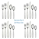 Mainstays Pierremont 20 Piece Polished Stainless Steel Flatware Set, Silver Tableware
