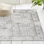 ReaLife Rugs Machine Washable Printed Vintage Distressed Trellis Ivory-Gray Eco-friendly Recycled Fiber Area Runner Rug (3' x 5')