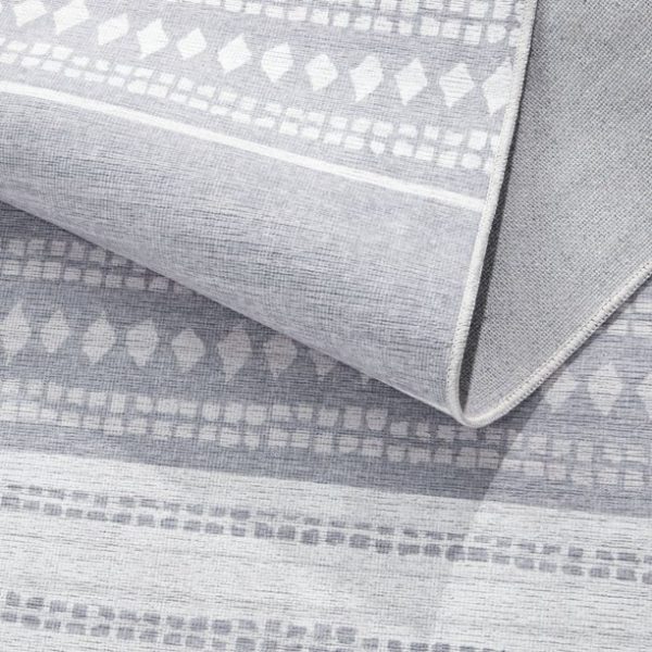 Wanda June Home Stripe Washable Area Rug, Light Grey, 3'9" x 5'5" by Miranda Lambert