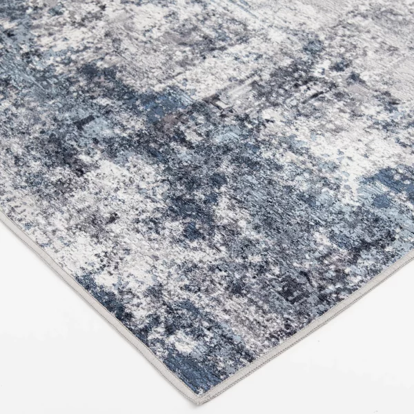 Better Homes and Gardens Abstract Machine Washable Area Rug, Navy, 5'x7'