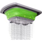 Collapsible Colander, Green Food Strainer Over the Sink Colanders Strainers with Extendable Handles, 6-Quart, Dishwasher-Safe Kitchen Folding Strainer for Pasta, Vegetables and Fruits by Polerce