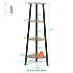 COSTWAY 4-Tier Corner Shelf Metal Storage Rack Bookcase Plant Display Stand Natural