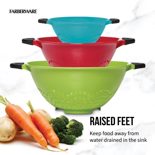 Farberware Professional Soft Grips Set of 3 Colanders in Assorted Colors