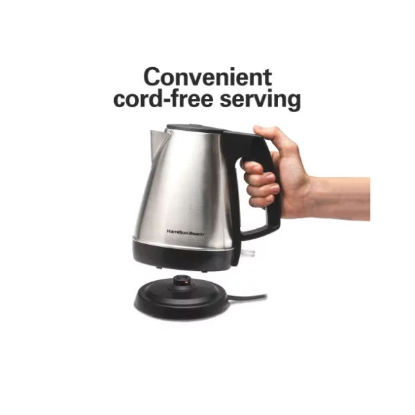 Hamilton Beach Electric Kettle, 1 Liter Capacity, Stainless Steel and Black, Model 40901