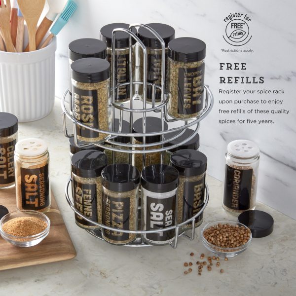 Kamenstein Filled 16 Jar Chrome Wire Revolving Spice Rack