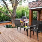 Vineego 4 Pieces Patio Furniture Outdoor furniture Outdoor Patio Furniture Set Textilene Bistro Set Modern Conversation Set Black Bistro Set with Loveseat Tea Table for Home, Lawn and Balcony (Black