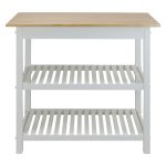 Casual Home Kitchen Island Bar Station with Hardwood Counter and Storage, White