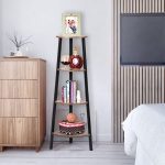 COSTWAY 4-Tier Corner Shelf Metal Storage Rack Bookcase Plant Display Stand Natural