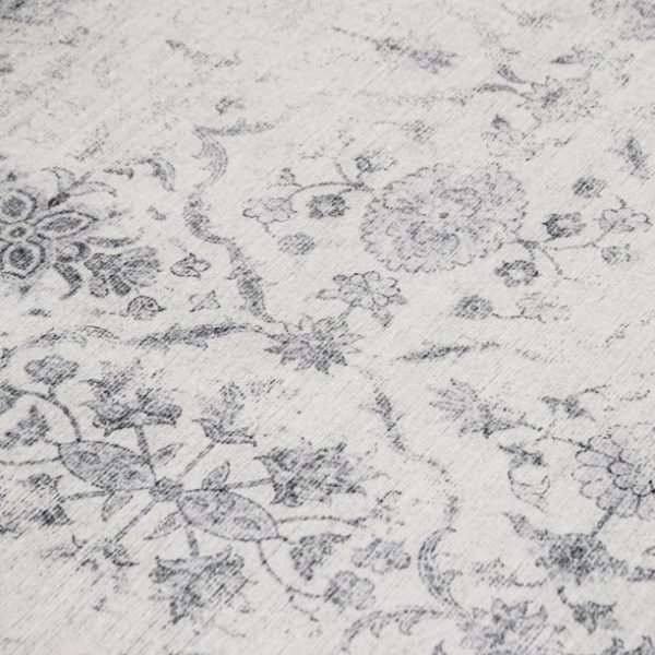 ReaLife Rugs Machine Washable Printed Vintage Distressed Trellis Ivory-Gray Eco-friendly Recycled Fiber Area Runner Rug (3' x 5')