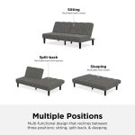 Mainstays Channel Cushion Futon, Grey Microfiber
