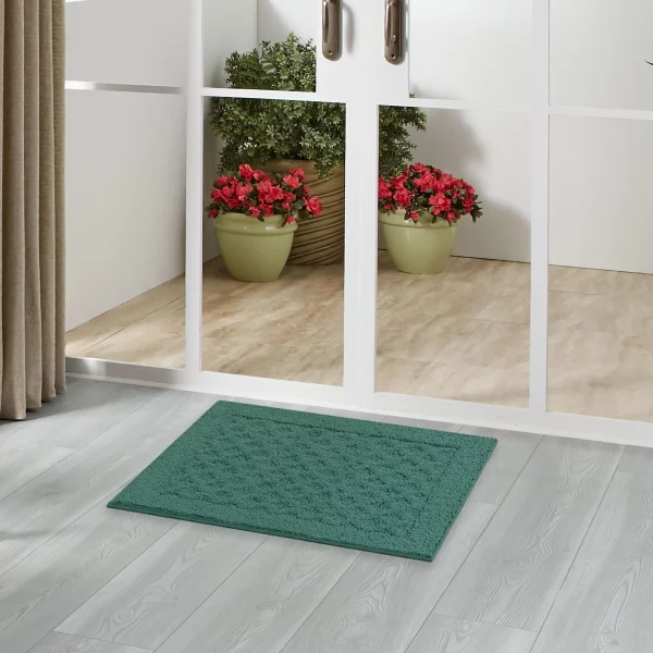 Mainstays Dylan Solid Diamond Traditional Teal Area Rug, 1'8"x2'6"