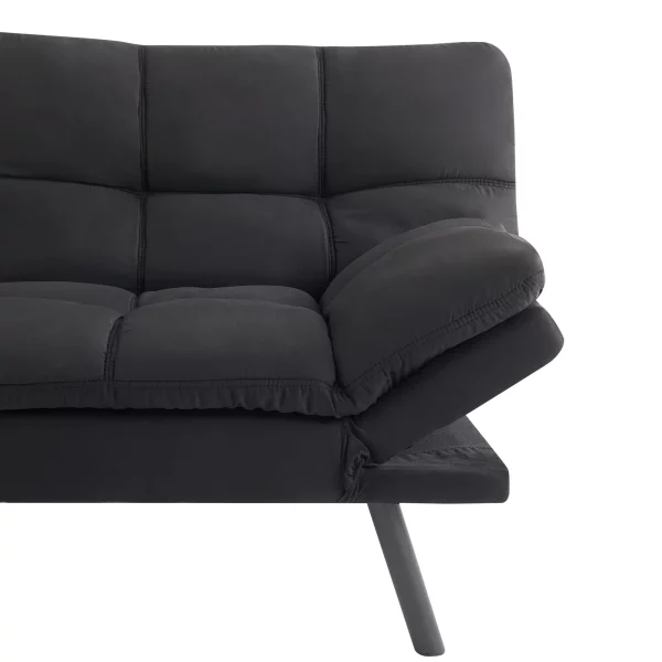 Mainstays Memory Foam Futon, Black Faux Suede Fabric