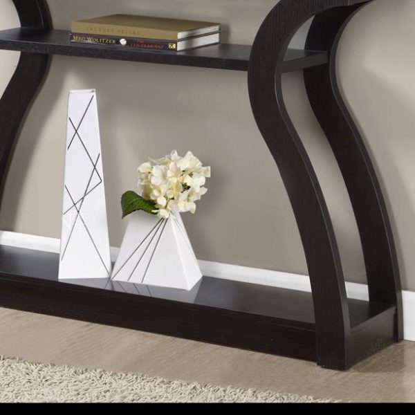 Monarch Contemporary Accent Table 47"L, Cappuccino Finish