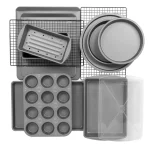 BakerEze 12-Piece Nonstick Steel Bakeware Set, Cookie Pan Set, Gray