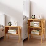 Myfurnideal 2-Pack Stackable End Tables Bamboo Nightstand with Storage Bedside Tables for Bedroom, Livingroom