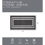 Washable Skid-Resistant Runner Rug, Border, Dark Grey and White, 26" x 45"