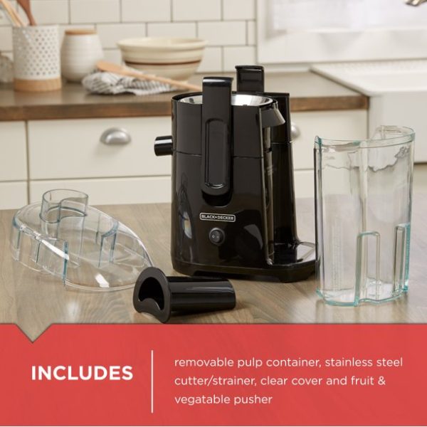 BLACK+DECKER Fruit and Vegetable Juice Extractor with Space Saving Design, Black, JE2400BD