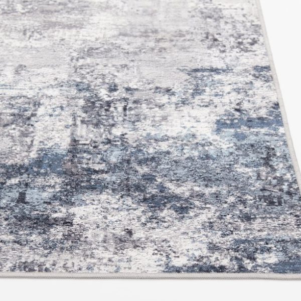Better Homes and Gardens Abstract Machine Washable Area Rug, Navy, 5'x7'