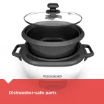 BLACK+DECKER 3-Cup Electric Rice Cooker with Keep-Warm Function, White, RC503