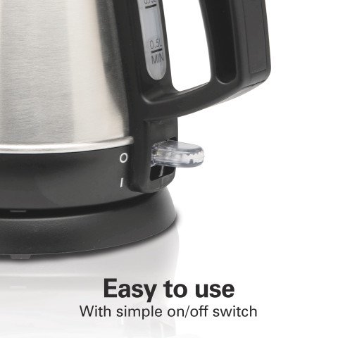 Hamilton Beach Electric Kettle, 1 Liter Capacity, Stainless Steel and Black, Model 40901