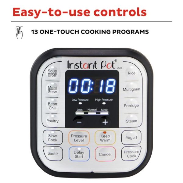 Instant Pot Duo 6-Quart 7-in-1 Electric Pressure Cooker with Easy-Release Steam Switch , Slow Cooker, Rice Cooker, Steamer, Sauté, Yogurt Maker, Warmer & Sterilizer, Stainless Steel