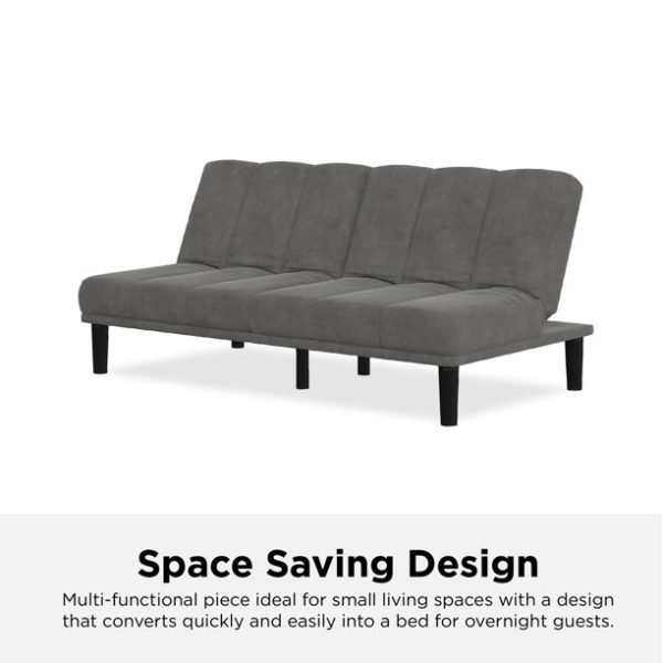 Mainstays Channel Cushion Futon, Grey Microfiber
