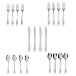 Mainstays Pierremont 20 Piece Polished Stainless Steel Flatware Set, Silver Tableware