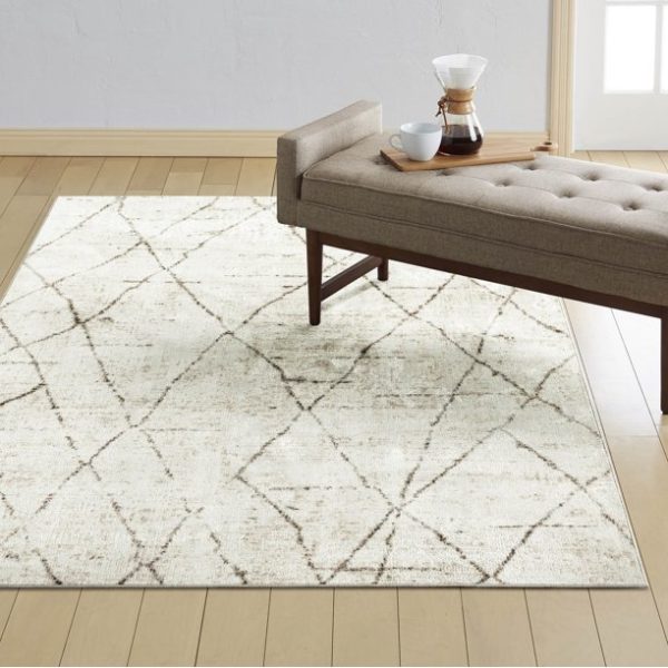 Everwash™ Treasure Alan Modern Geometric Machine Washable Area Rug, Beige/Brown, 5'2"x7'2"