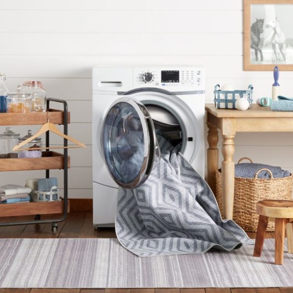 Wanda June Home Diamond Washable Area Rug, Light Grey, 3'9" x 5'5" by Miranda Lambert