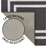 Washable Skid-Resistant Runner Rug, Border, Dark Grey and White, 26" x 45"