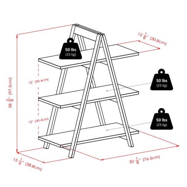 Winsome Wood Aaron 3-Tier A-Frame Shelf, Black Finish