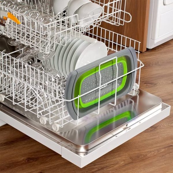 Collapsible Colander, Green Food Strainer Over the Sink Colanders Strainers with Extendable Handles, 6-Quart, Dishwasher-Safe Kitchen Folding Strainer for Pasta, Vegetables and Fruits by Polerce
