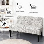 Costway Armless Loveseat Sofa Fabric Settee Bench Bed Chair Wooden Leg Living Room