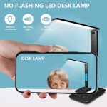 LED Desk Lamp with Wireless Charger, USB Charging Port, Adjustable Foldable ​Table Lamp with Clock, Alarm, Date, Temperature, 5-Level Dimmable ​Lighting​, Office Lamp with Adapter,Black