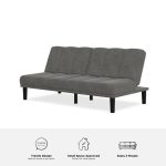 Mainstays Channel Cushion Futon, Grey Microfiber
