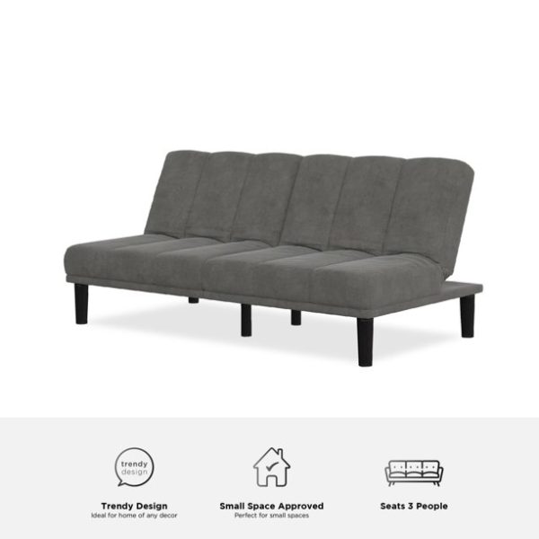Mainstays Channel Cushion Futon, Grey Microfiber