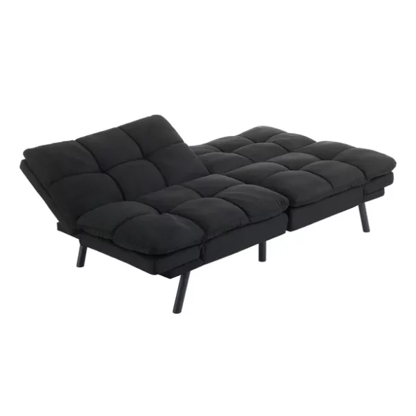 Mainstays Memory Foam Futon, Black Faux Suede Fabric